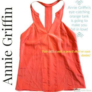 Annie Griffin 100%Silk Bar Back Tank Orange Sz S